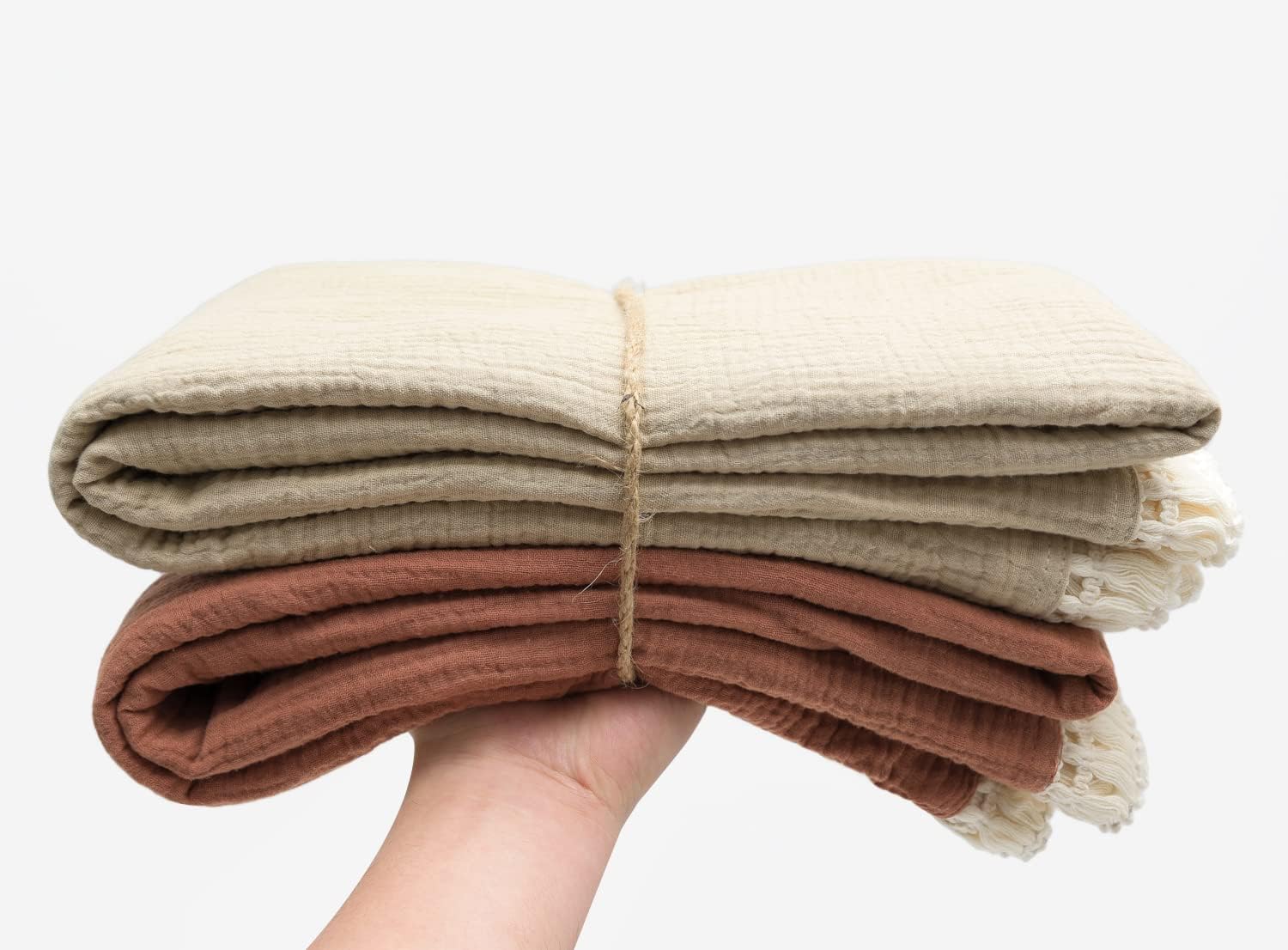 CHUNGEL Cotton Muslin Swaddle Blanket with Tassel