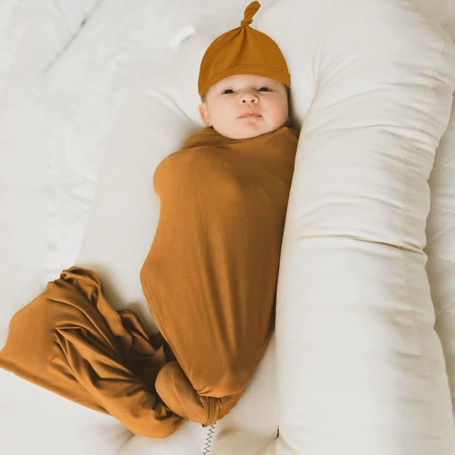 Aijoviko Newborn Swaddle Blanket with Hat Set 1