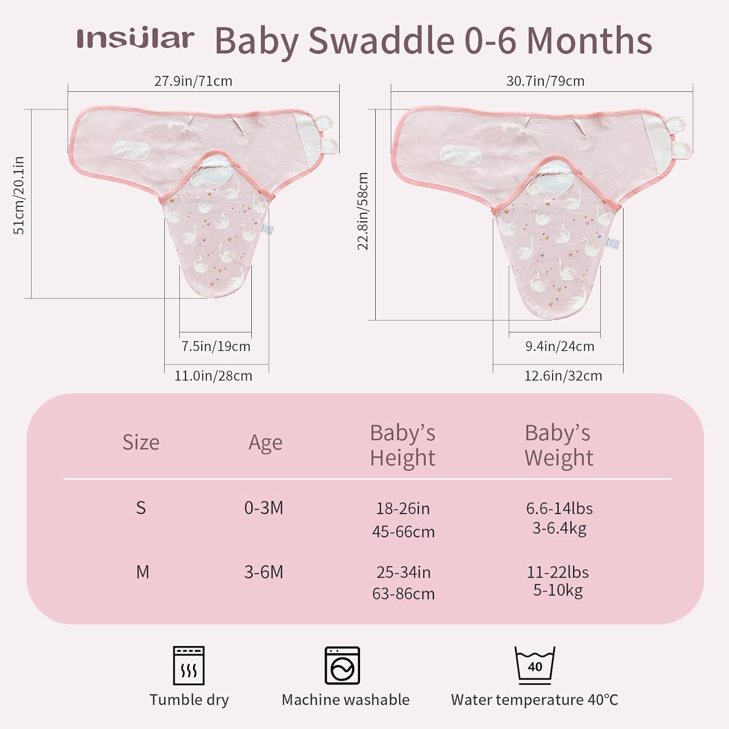 INSULAR Soft Cotton Swaddling Blankets 3 Pack