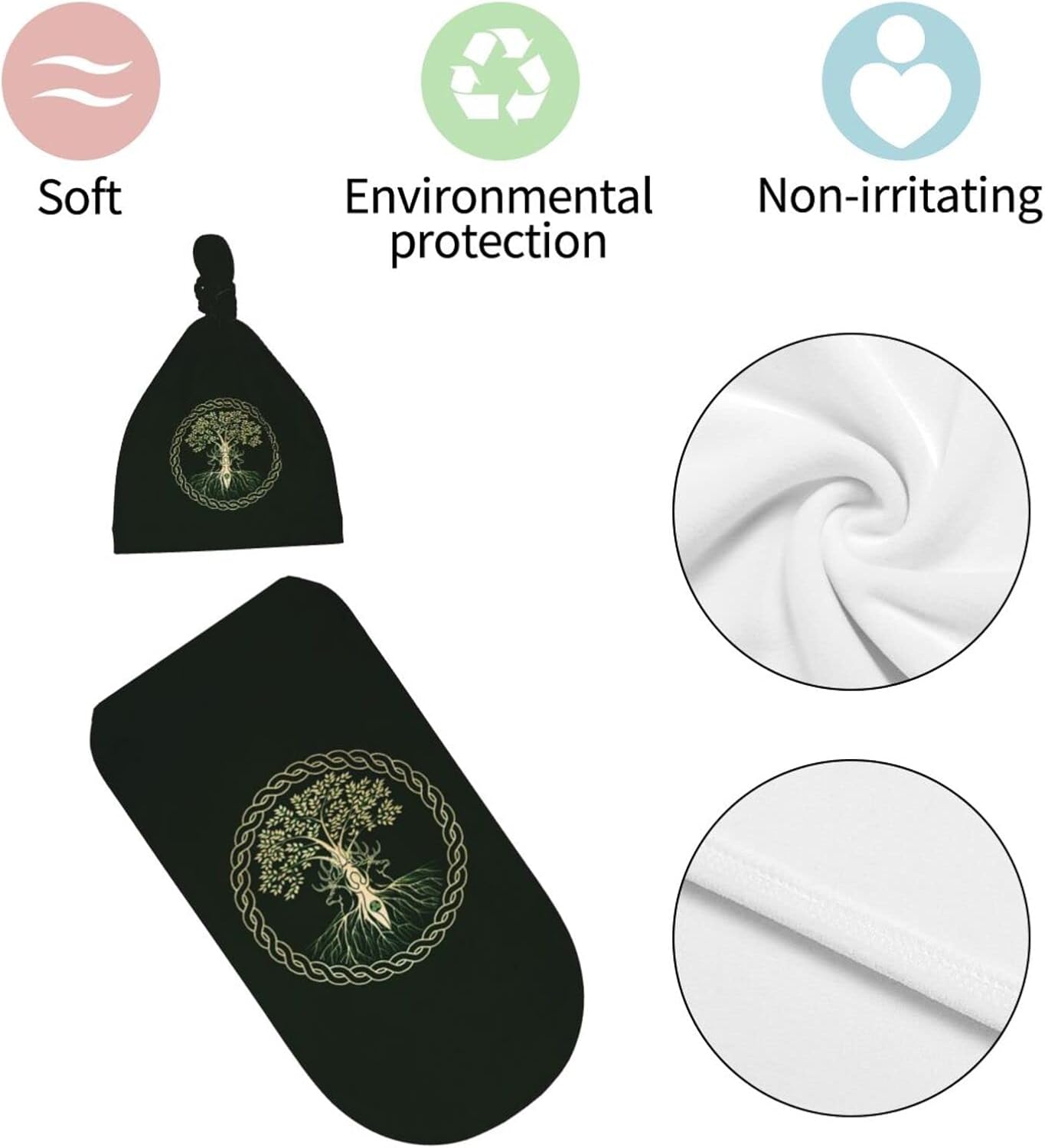 Ykklima Baby Swaddle Blanket with Beanie Hat 1