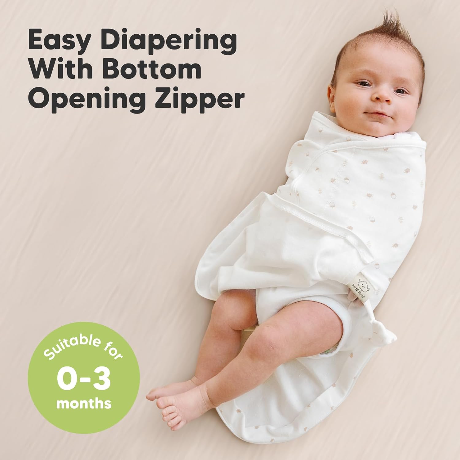 KeaBabies Baby Swaddle Sleep Sack - 3-Pack Zippy Swaddles for Newborns