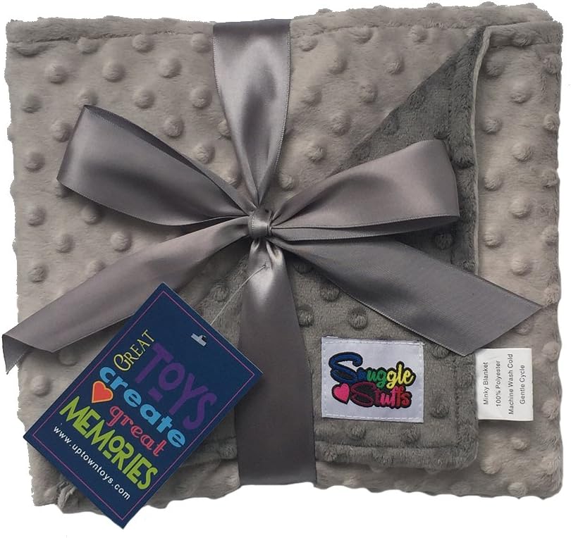 Snuggle Stuffs Reversible Minky Dot Baby Blanket Grey Charcoal