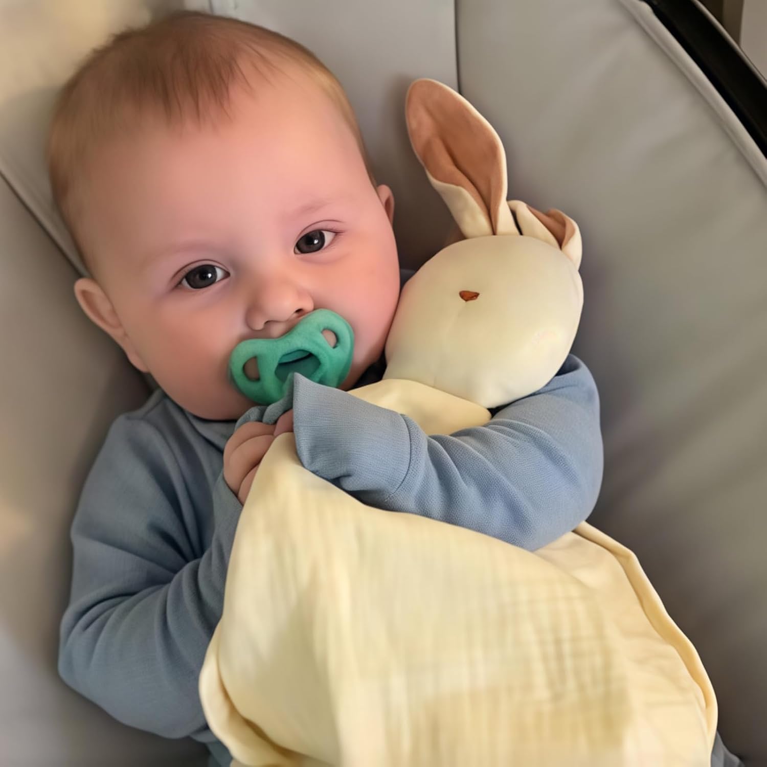 Insular Bunny Lovey Blanket for Babies Organic Cotton Swaddling Blanket Brick Red