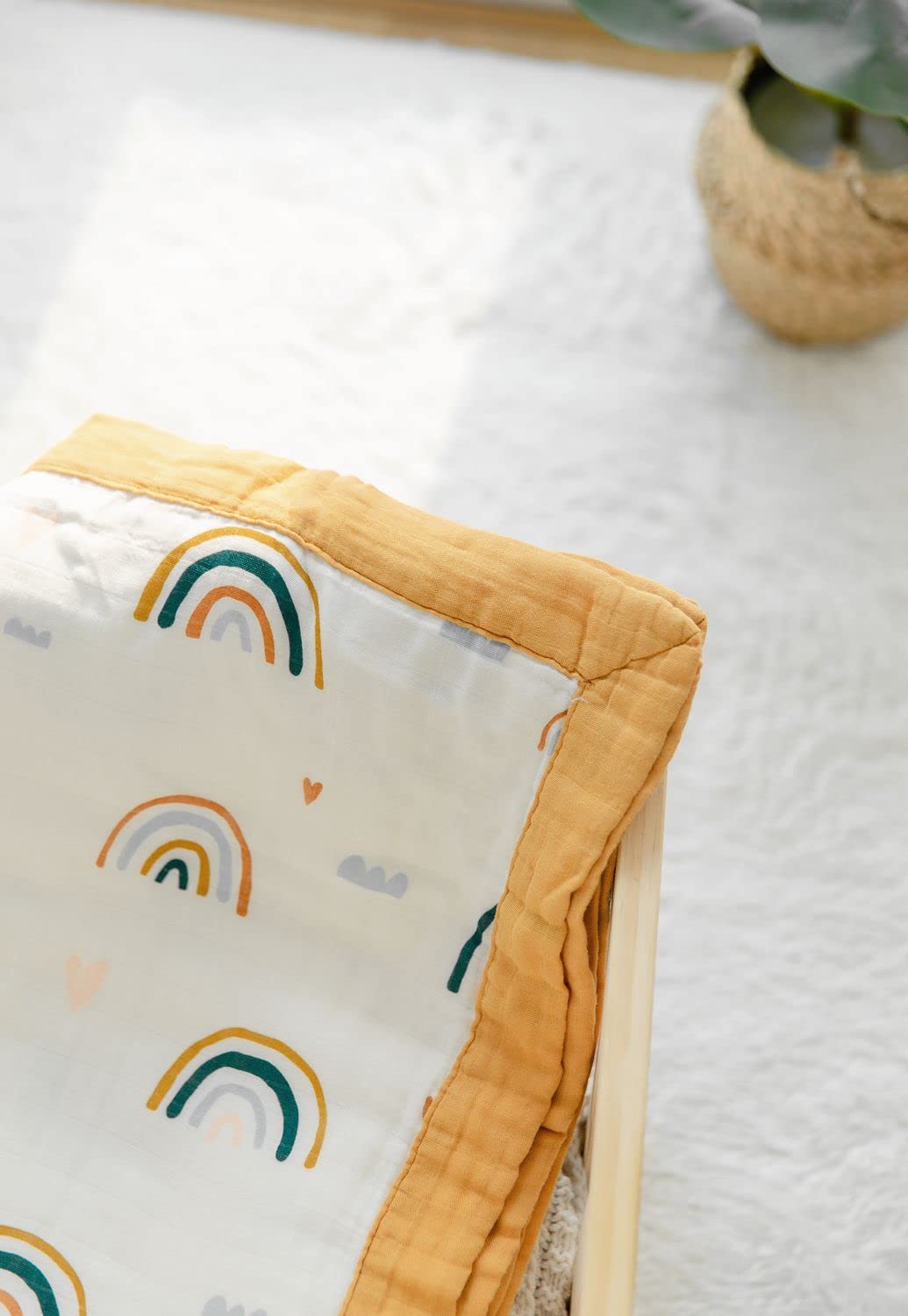 Rainbow Muslin Blanket for Baby - Soft and Breathable 47x47 Swaddle Blanket