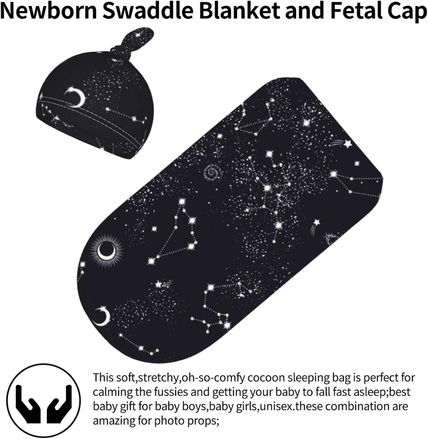 Baby Newborn Swaddle Blanket with Beanie Hat