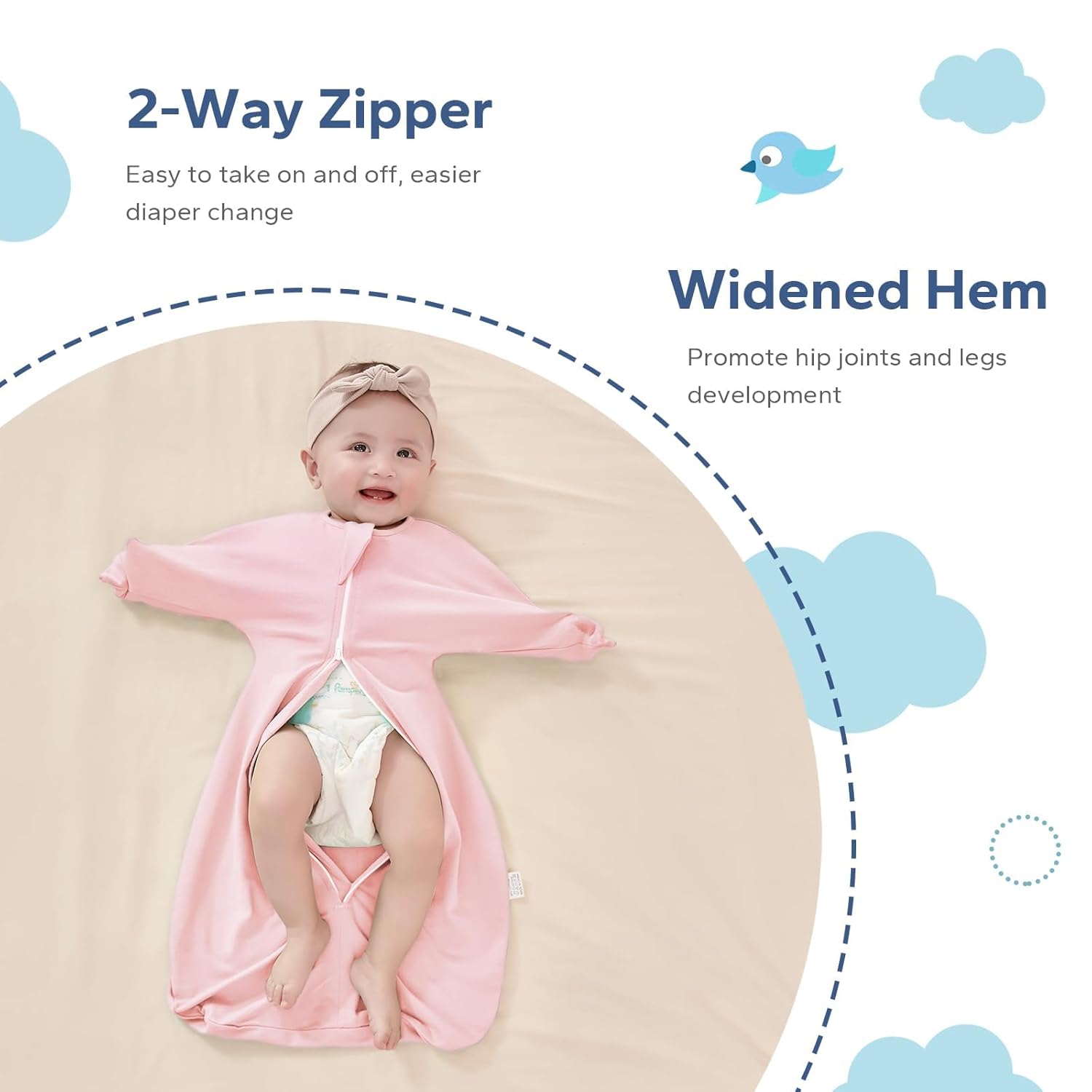 ZIGJOY Shark-Fin Transition Swaddle - 10 Tog 6-12 Months