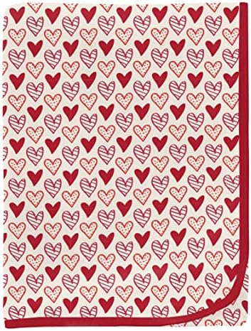 KicKee Swaddling Blanket - Natural Heart Doodles One Size