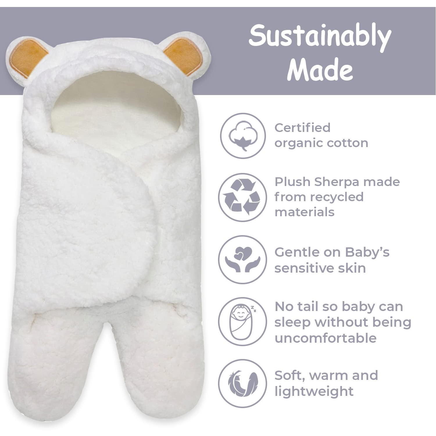 Jam Naturals Organic Newborn Swaddle Wrap with Hood