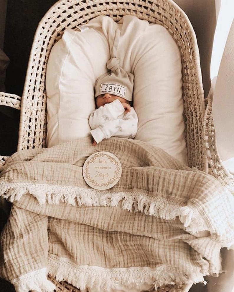 CHUNGEL Cotton Muslin Swaddle Blanket with Tassel