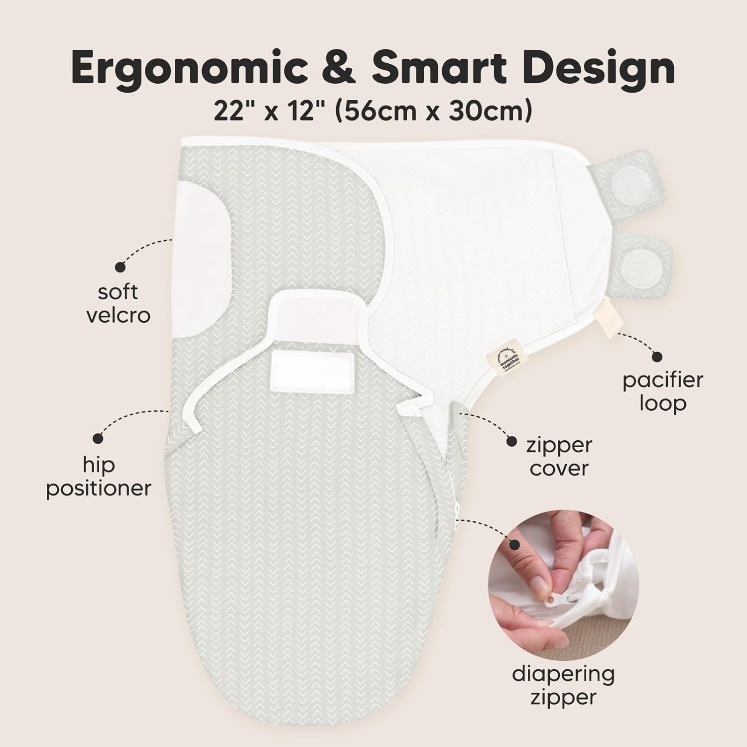 KeaBabies Baby Swaddle Sleep Sack - 3-Pack Zippy Swaddles for Newborns