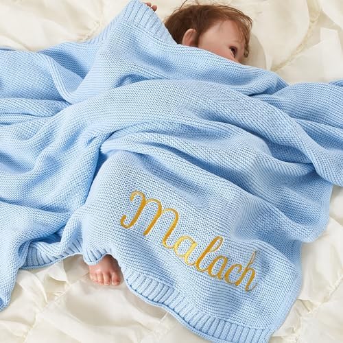 NAZENTI Personalized Baby Girl Blanket with Embroidered Name