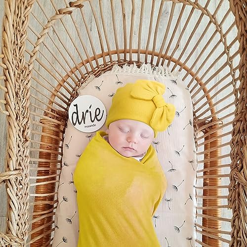 AQOKKA Newborn Swaddle Blanket with Bow Hat Mittens Set