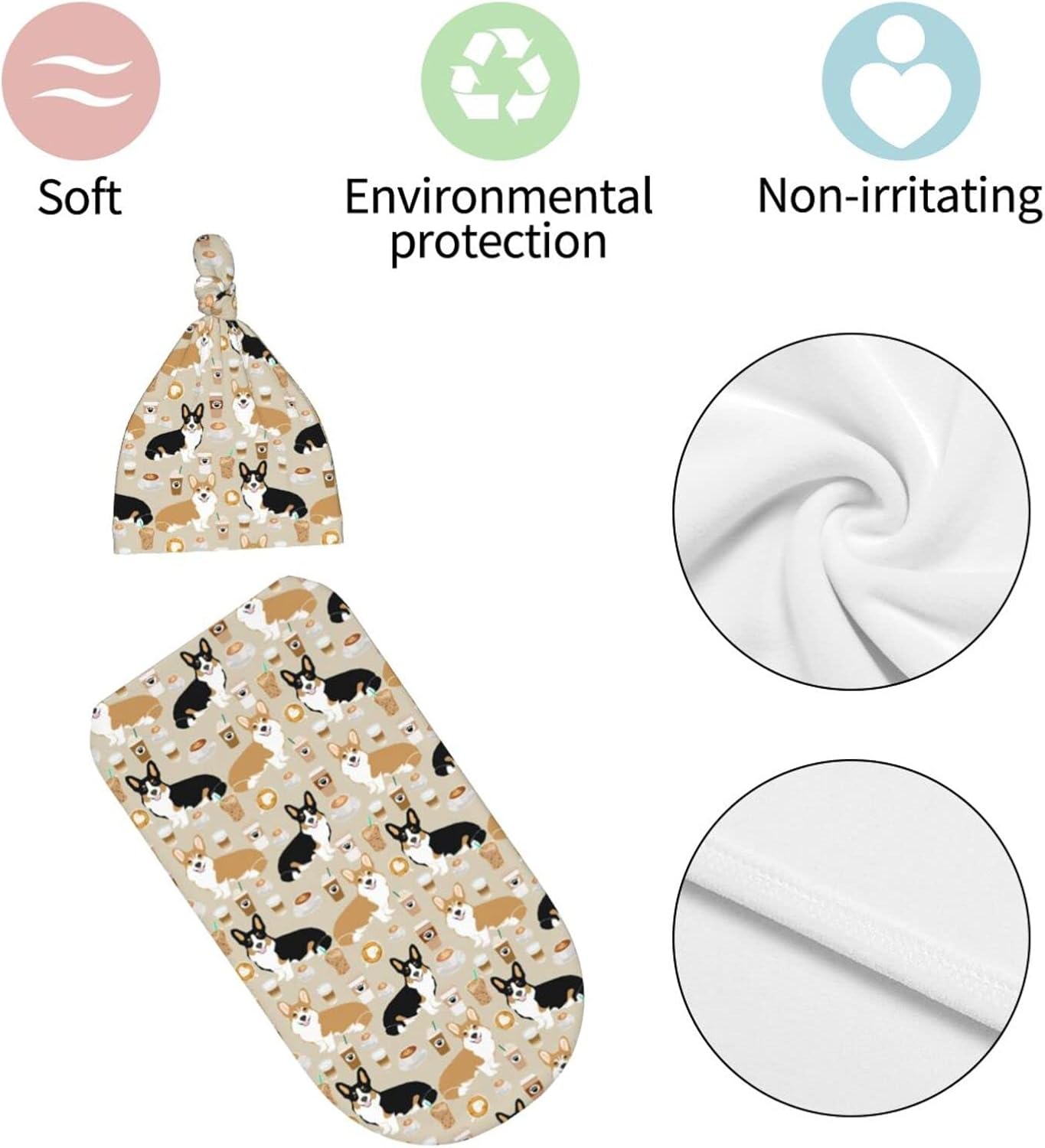 Norchzi Swaddle Blanket with Hat Set for Newborns 1