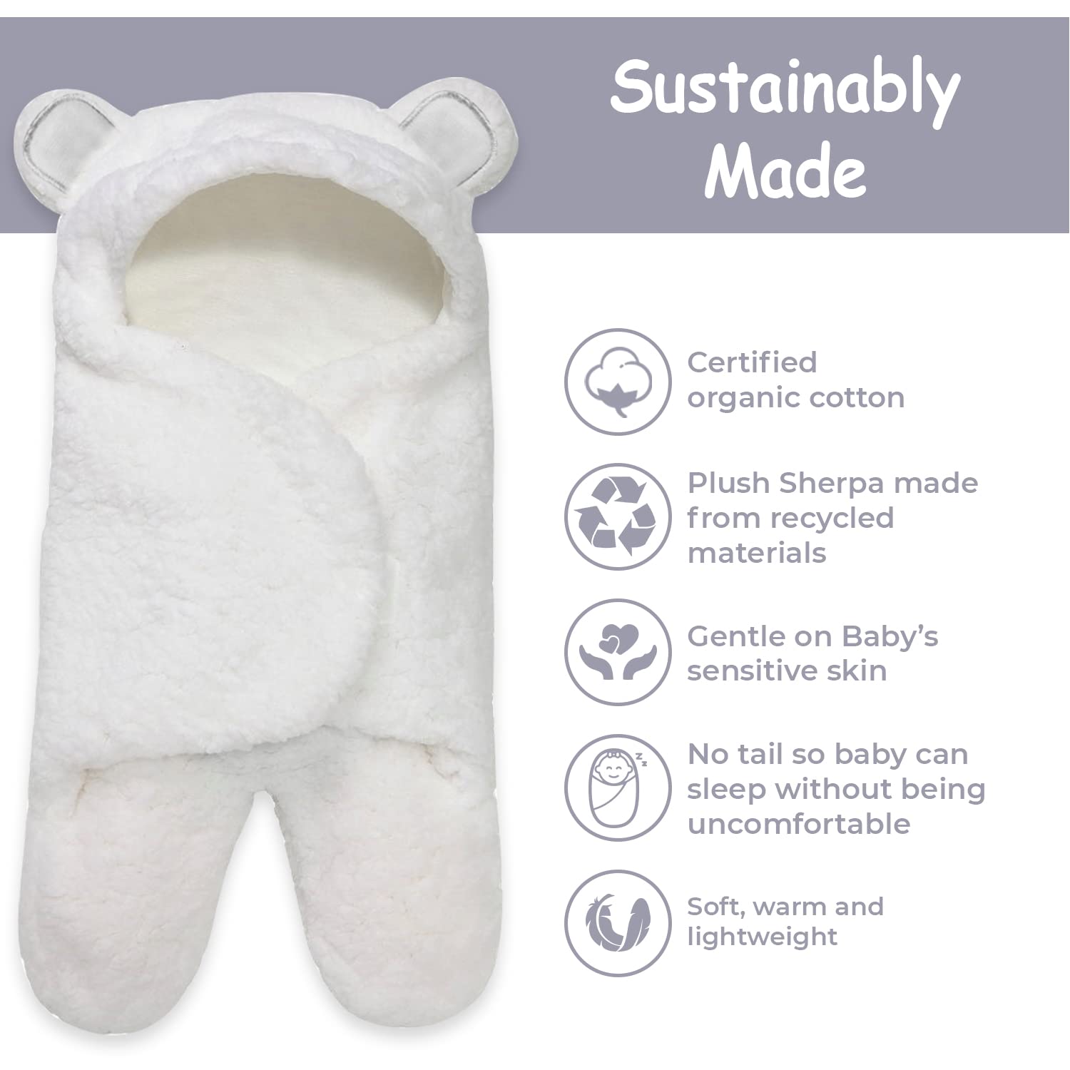 Jam Naturals Cute Bear Organic Newborn Swaddle Wrap
