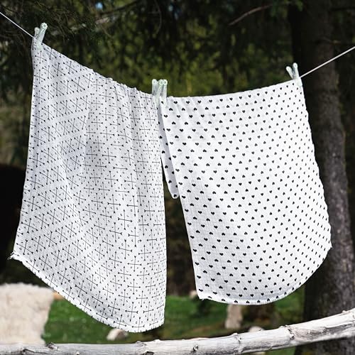 Bacati 4 Piece Love Muslin Swaddling Blankets BlackWhite