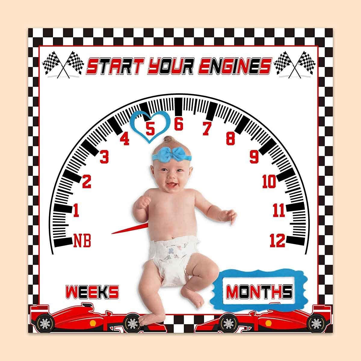 PHMOJEN Baby Milestone Blanket with Frames and Headband