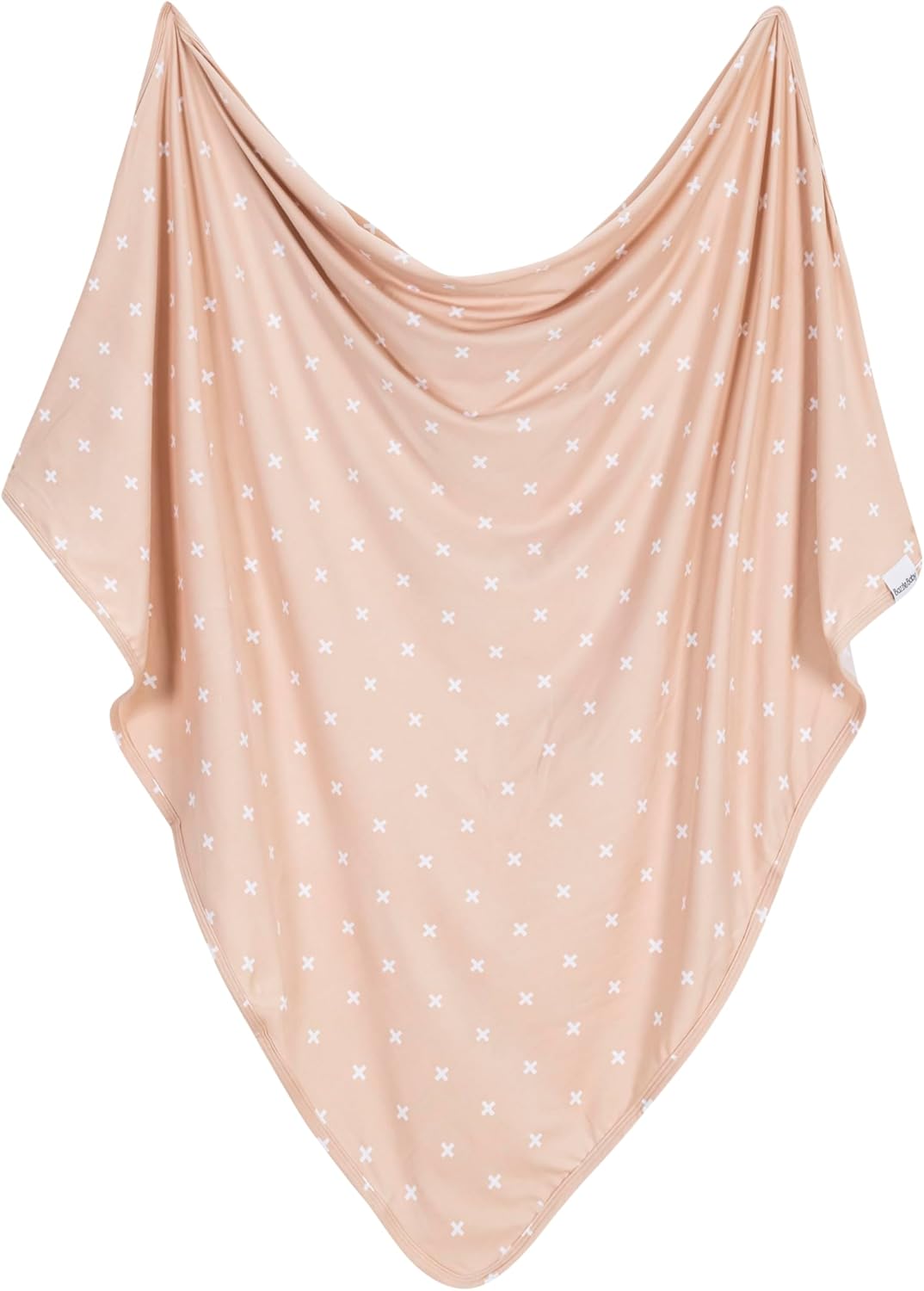 Bazzle Baby Swaddle Blanket - 315 x 315 - Mocha with White Criss-Cross Pattern