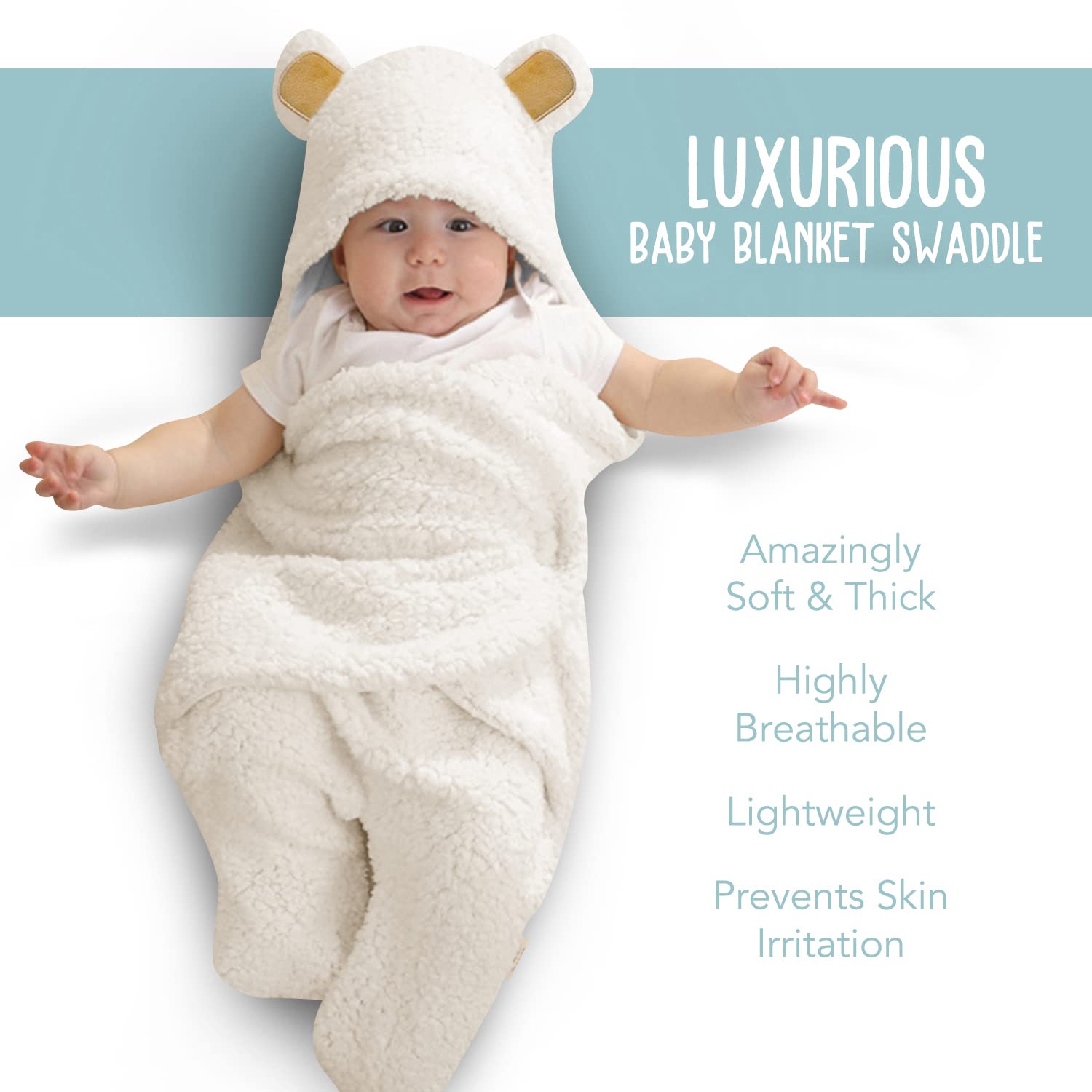 BlueMello Ultra-Soft Baby Bear Swaddle Blanket