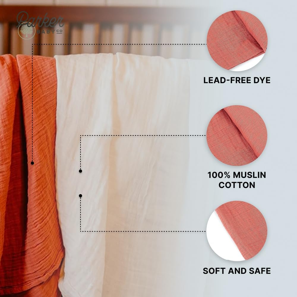 Parker Baby Co Muslin Swaddle Blankets - Rose Set Pack of 3 1