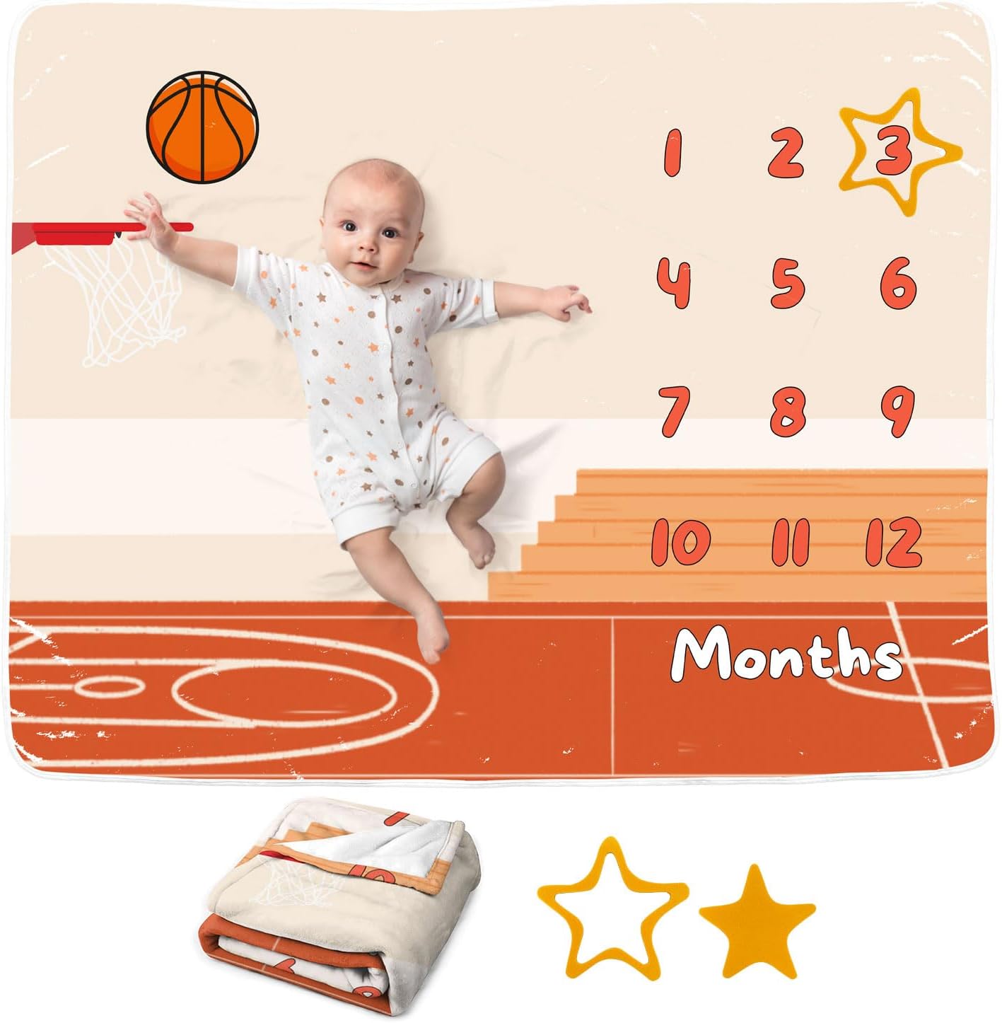 Basketball Baby Monthly Blanket for Boys