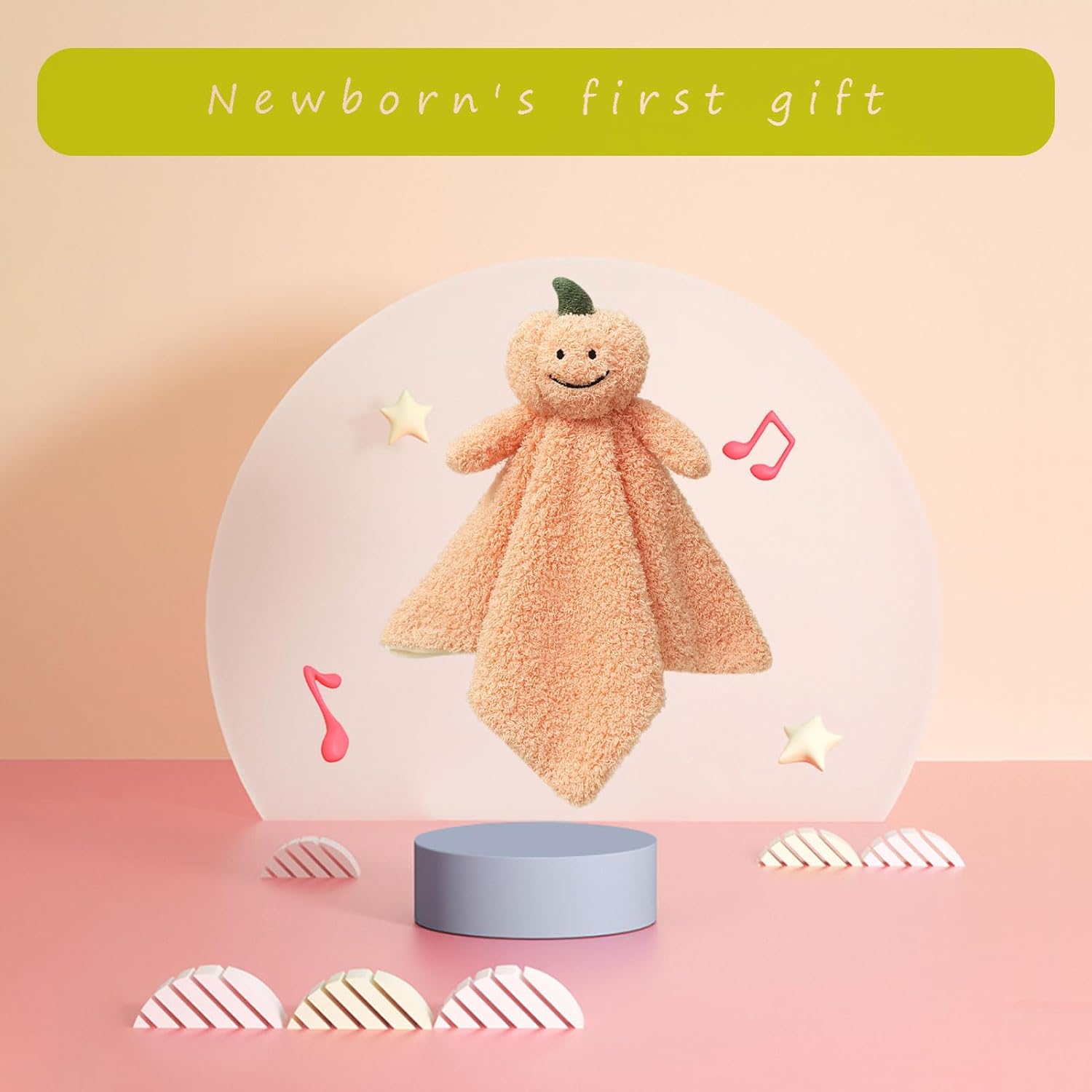 Doindute Baby Orange Pumpkin Security Blanket Plush Lovey for Newborns