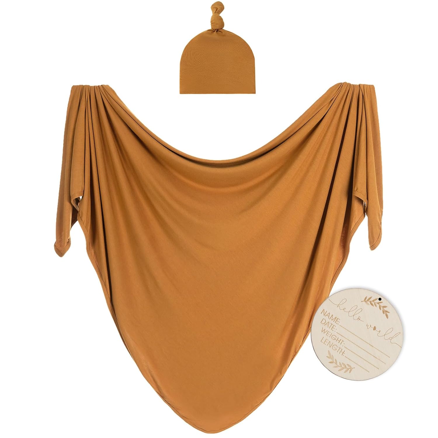 Kloovete Swaddle Blanket 47x47 Inches with Hat - Soft Stretchy Baby Blanket