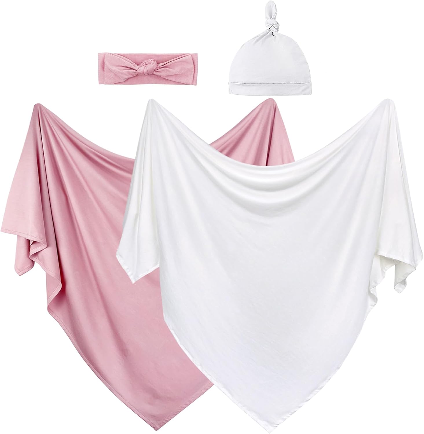 OWLOWLA 2Pack Newborn Swaddle Blanket with Hat Set