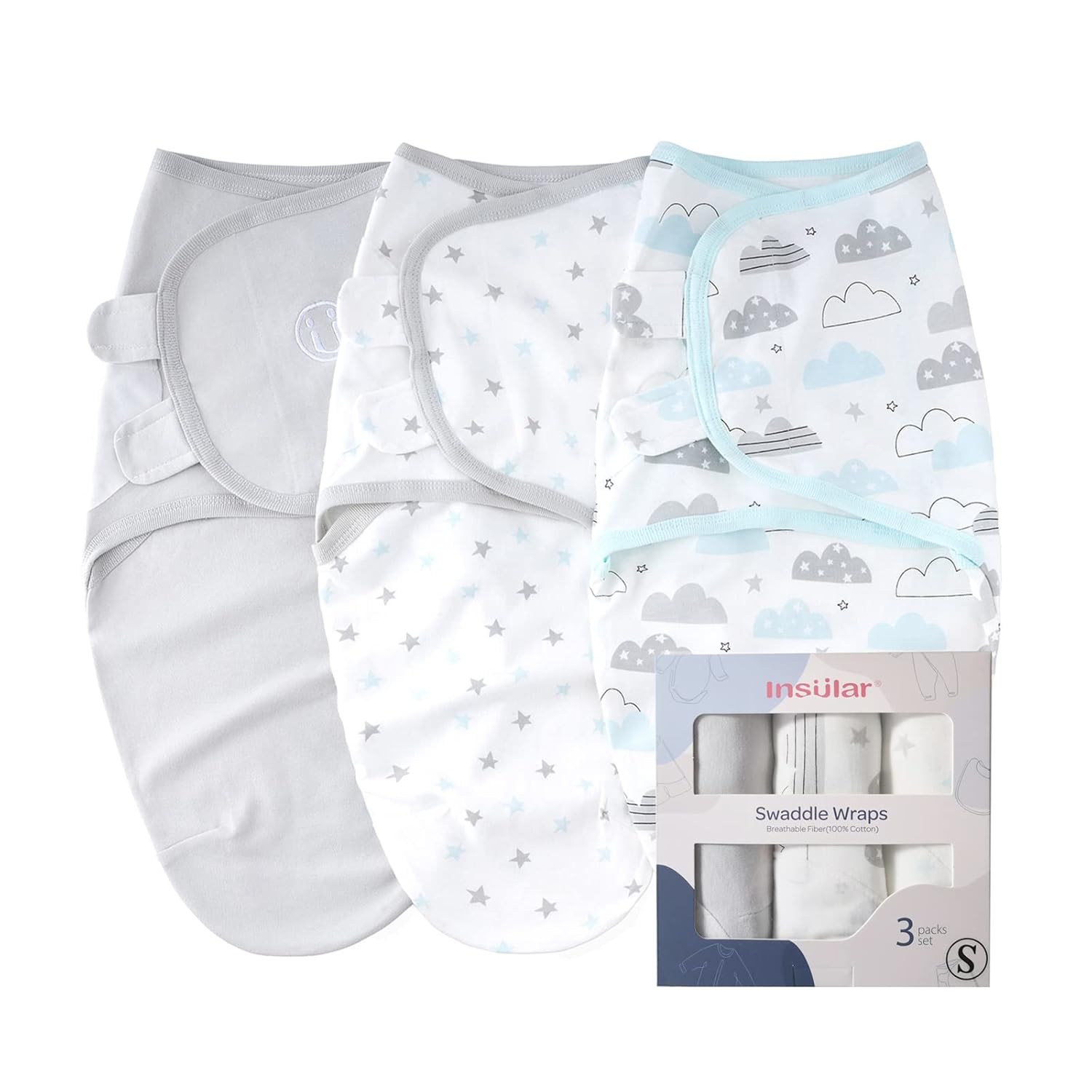 INSULAR Baby Sleep Sack 3 Pack Soft Cotton Swaddle Blankets