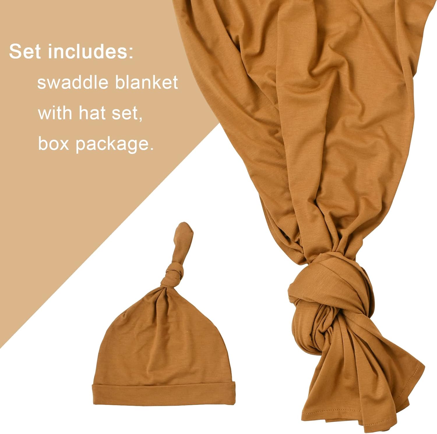 Aijoviko Newborn Swaddle Blanket with Hat Set 1