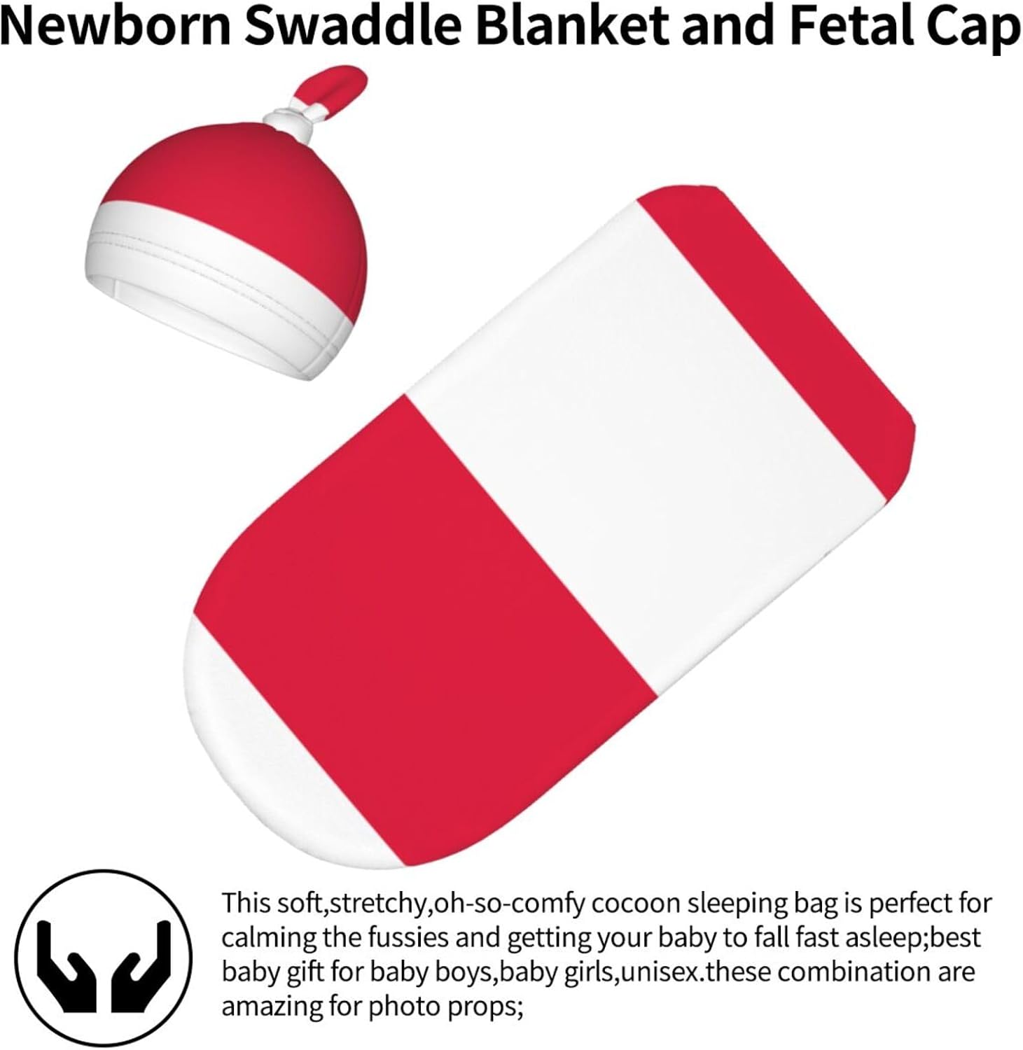 Polish Flag Newborn Swaddle Bag with Beanie 0-6 Months