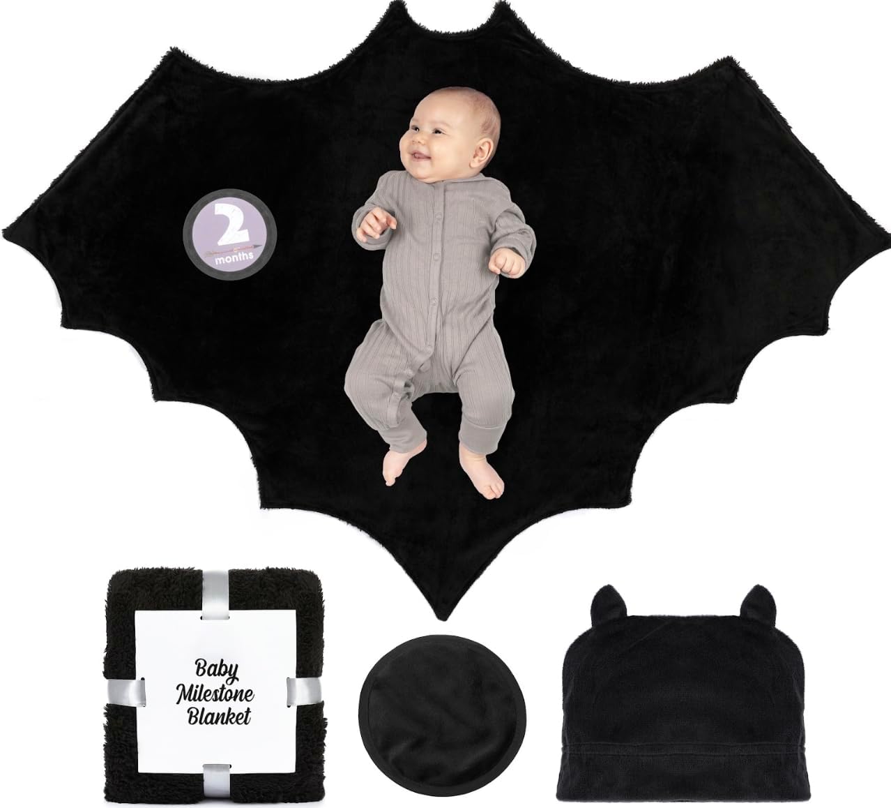 Bumba Kids Bat Blanket with Halloween Milestone Option
