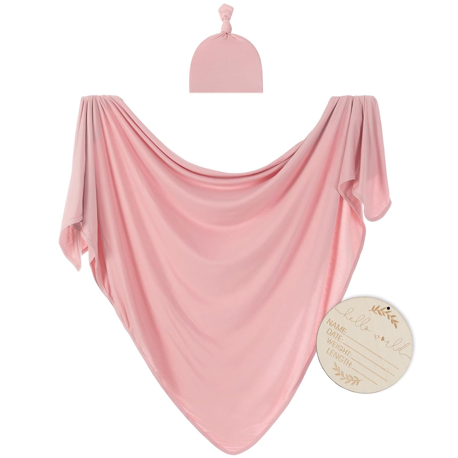 Kloovete Large Swaddle Blanket with Knotted Hat for Newborns