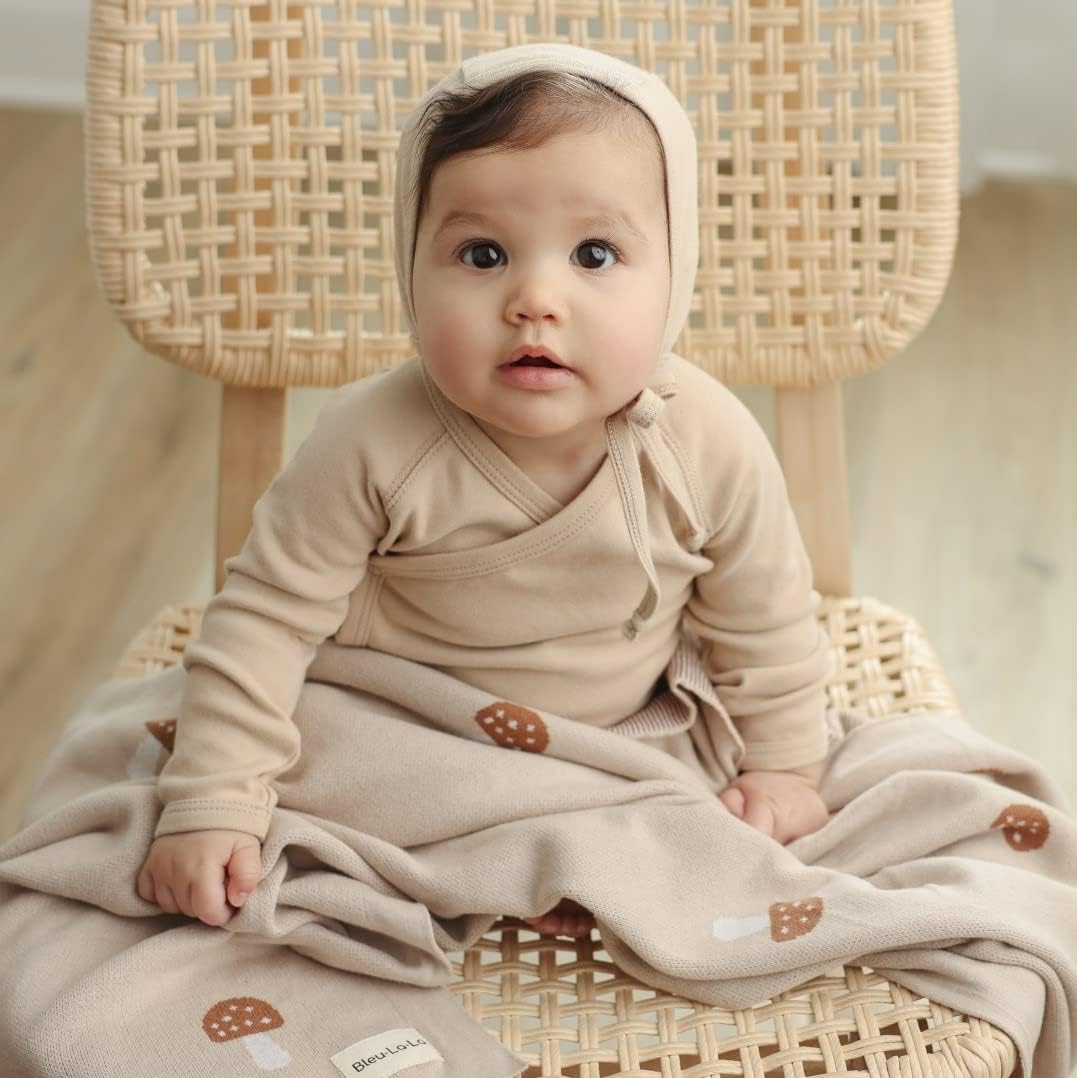 Bleu La La Mushroom Swaddle Blanket for Newborns