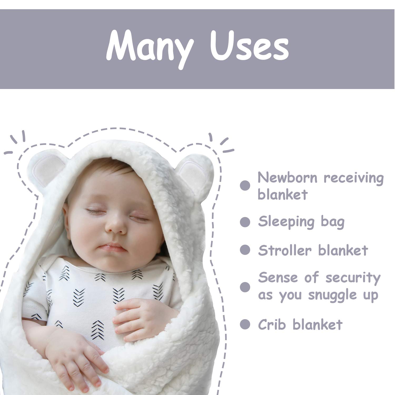 Jam Naturals Cute Bear Organic Newborn Swaddle Wrap