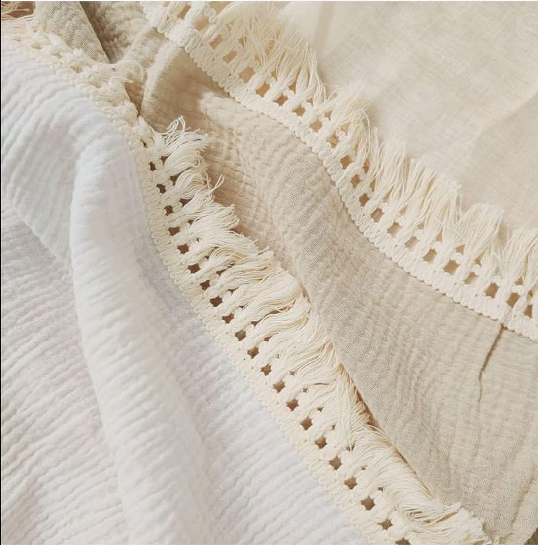 CHUNGEL Cotton Muslin Swaddle Blanket with Tassel