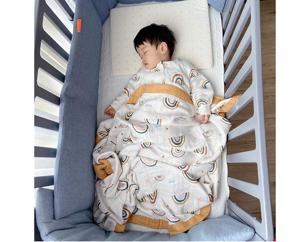 Rainbow Muslin Blanket for Baby - Soft and Breathable 47x47 Swaddle Blanket