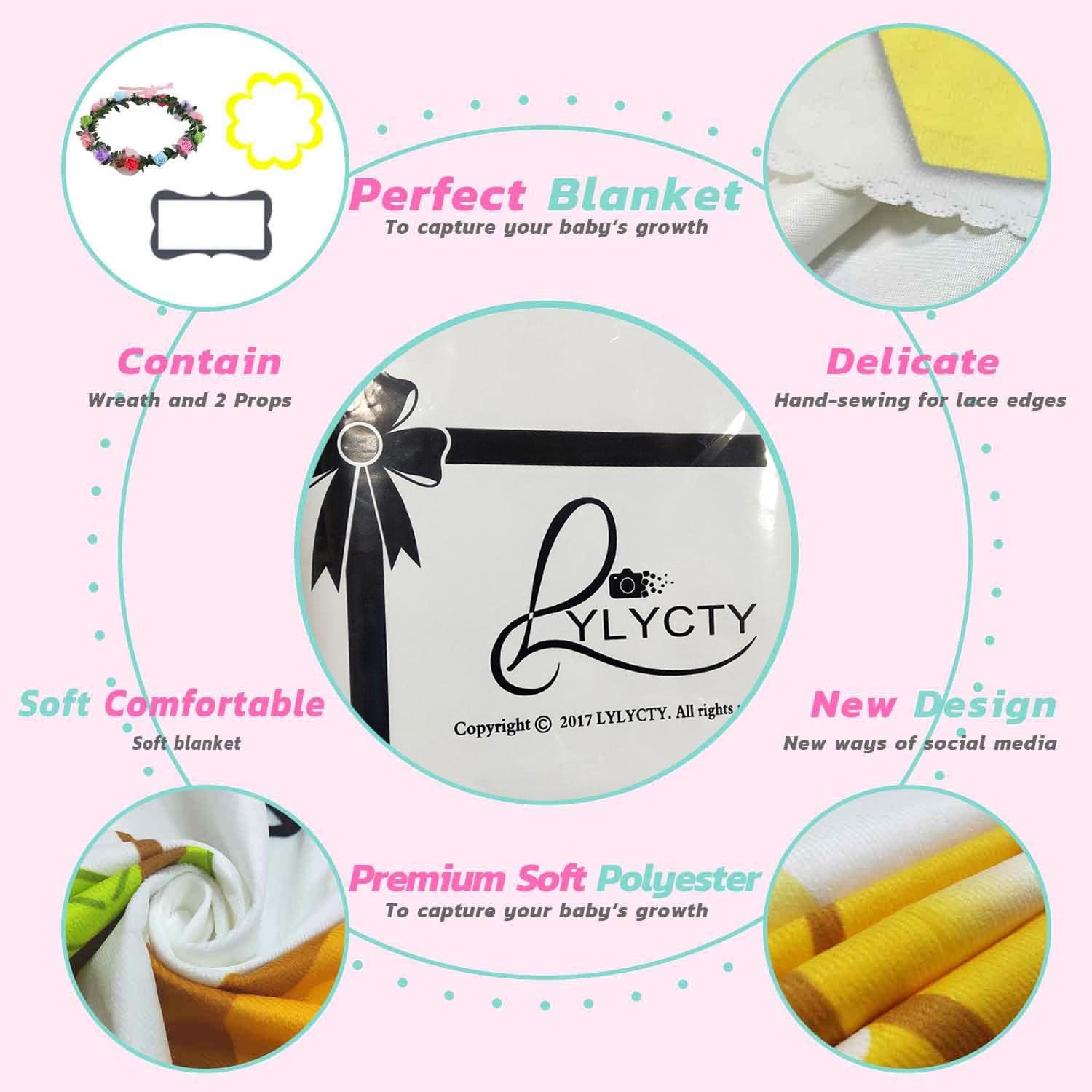 Baby Monthly Milestone Blanket - 48x40 Inch Swaddle Blanket with Sun Moon Design