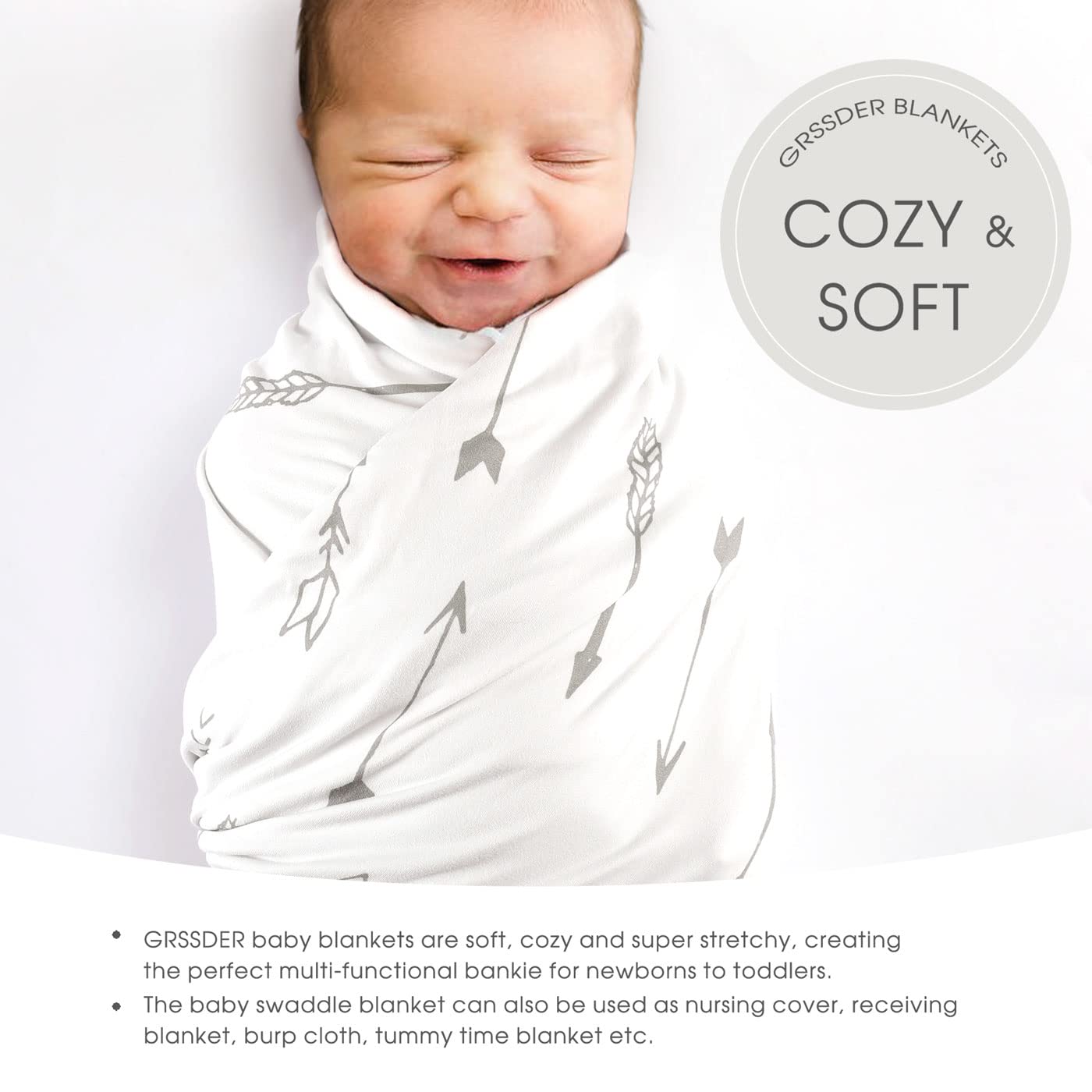GRSSDER Baby Blanket Double Layer Swaddle 34x44