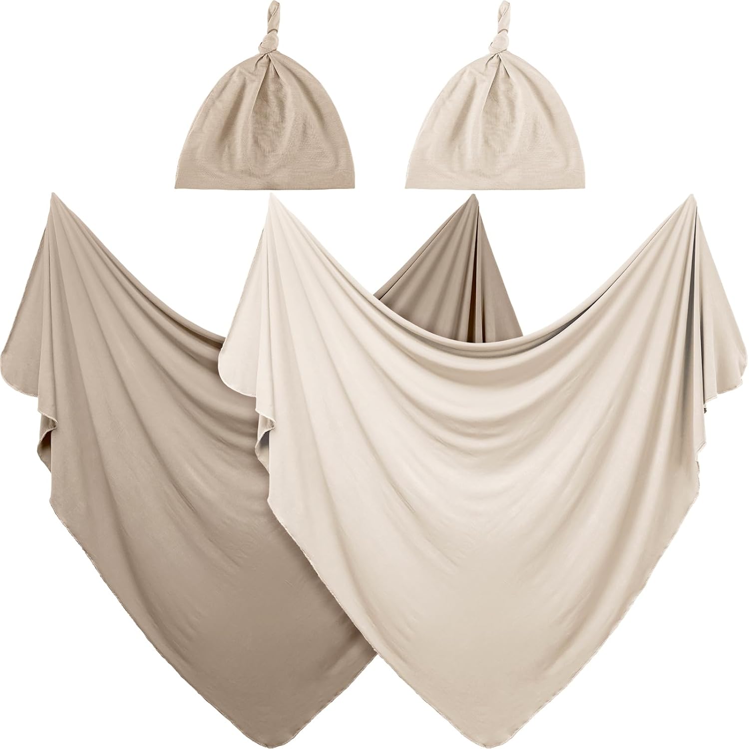 JaGely 2 Pack Baby Swaddle Blanket and Hat Set