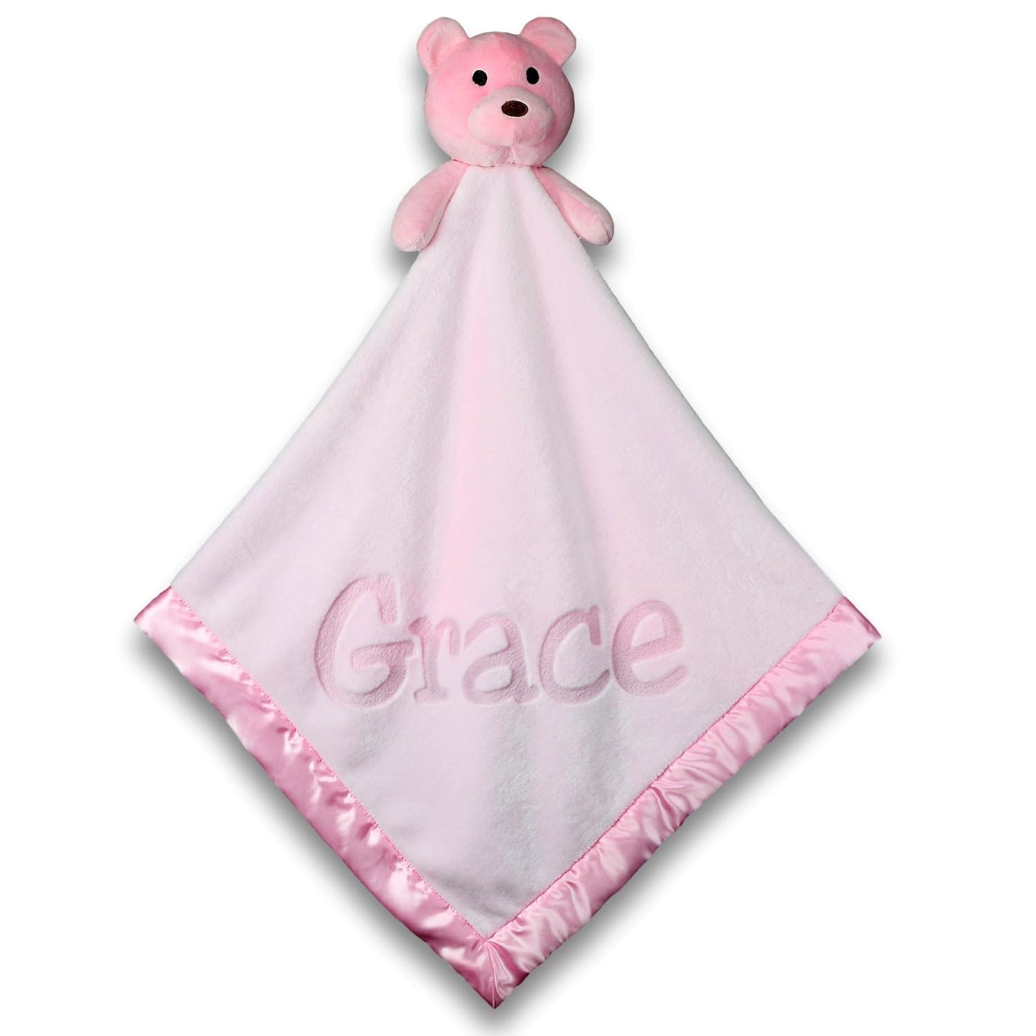 Custom Catch Personalized Teddy Bear Baby Blanket - Pink