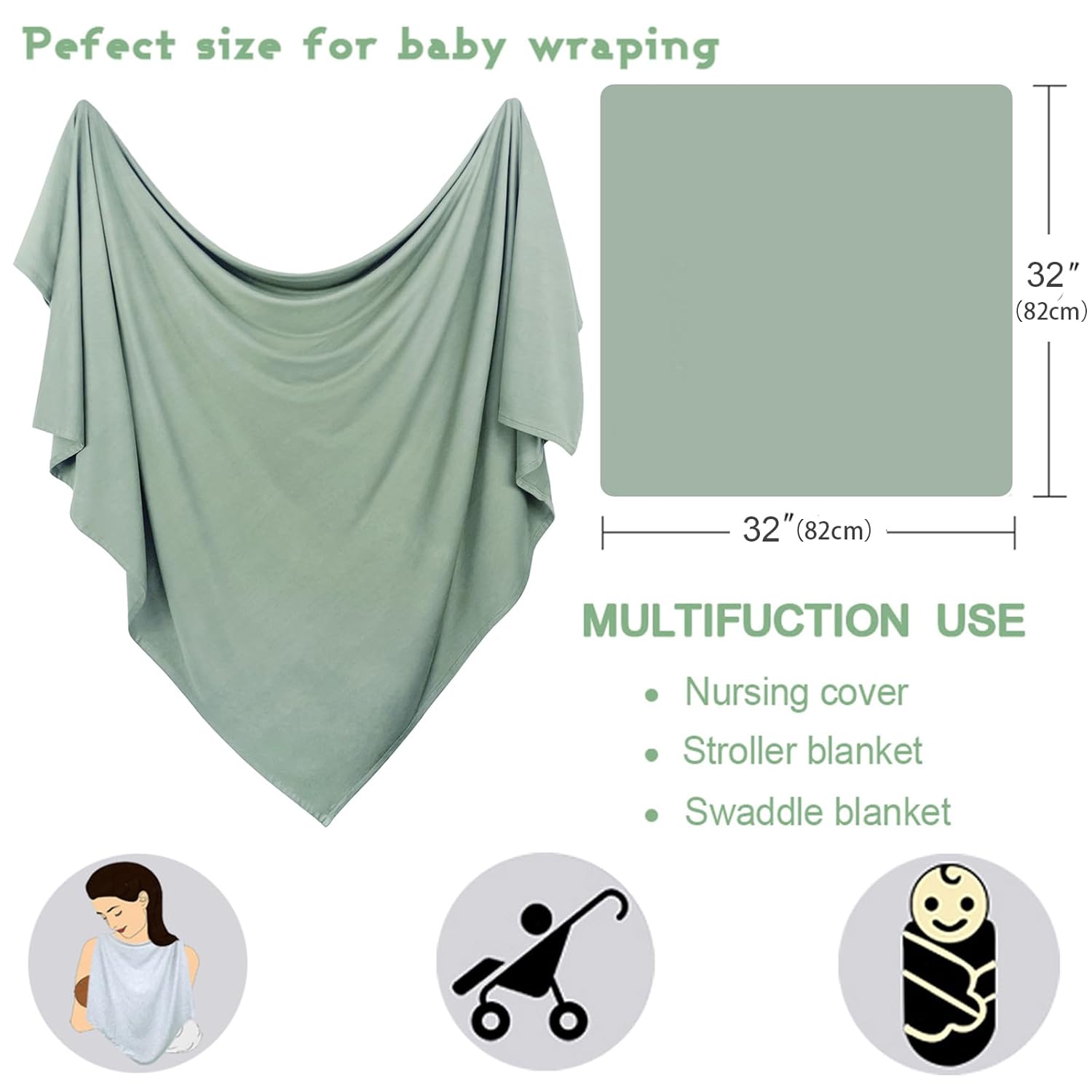 OWLOWLA Newborn Swaddle Set with Beanie Hat - Olive 1