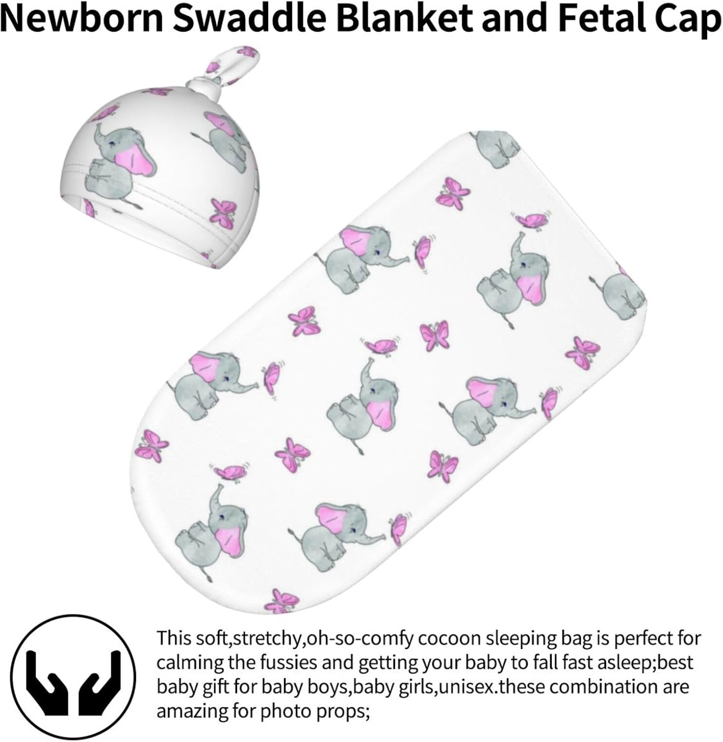 WELBB Newborn Swaddle Blanket Hat Set