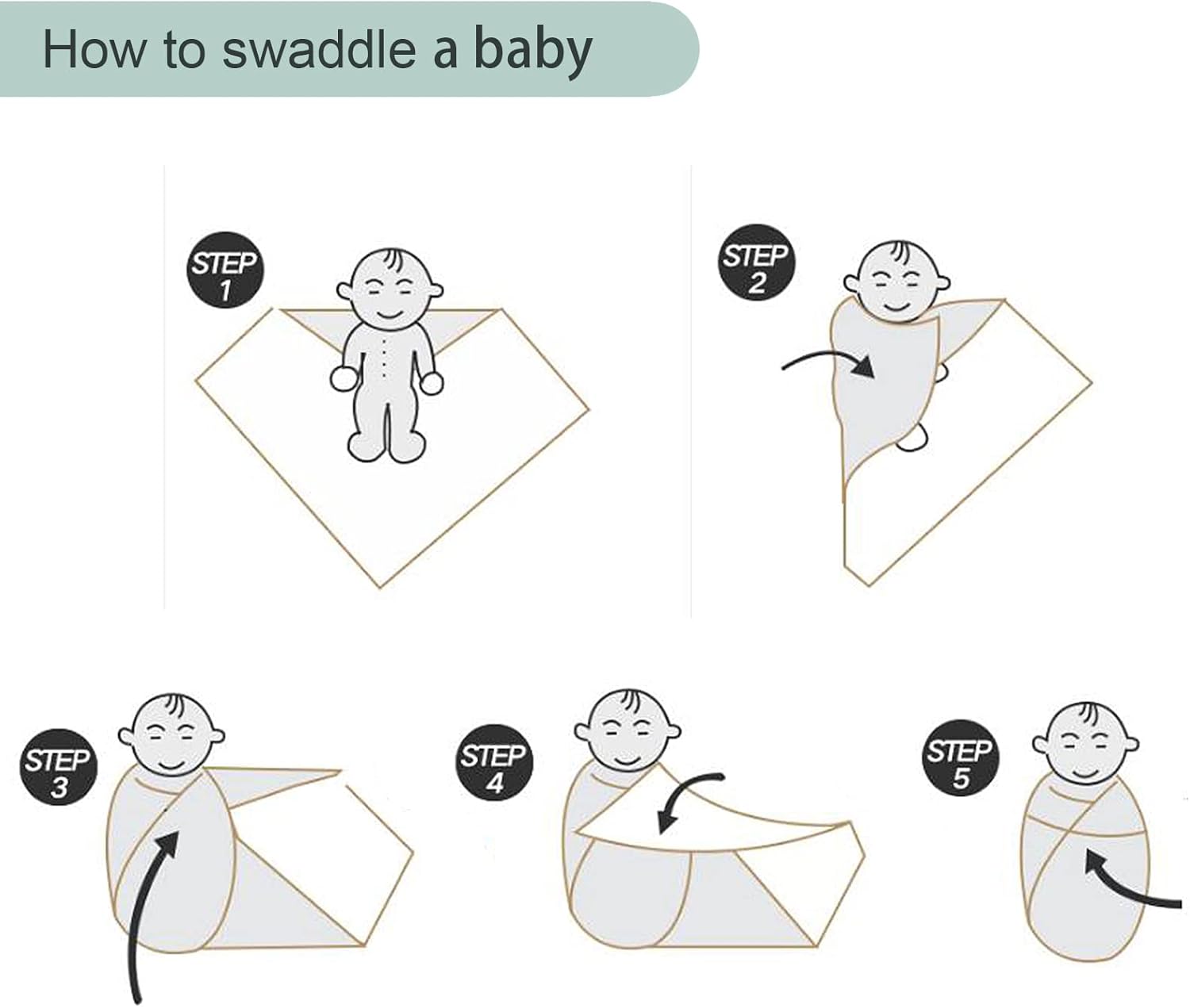 Aijoviko Newborn Swaddle Blanket with Hat Set 1