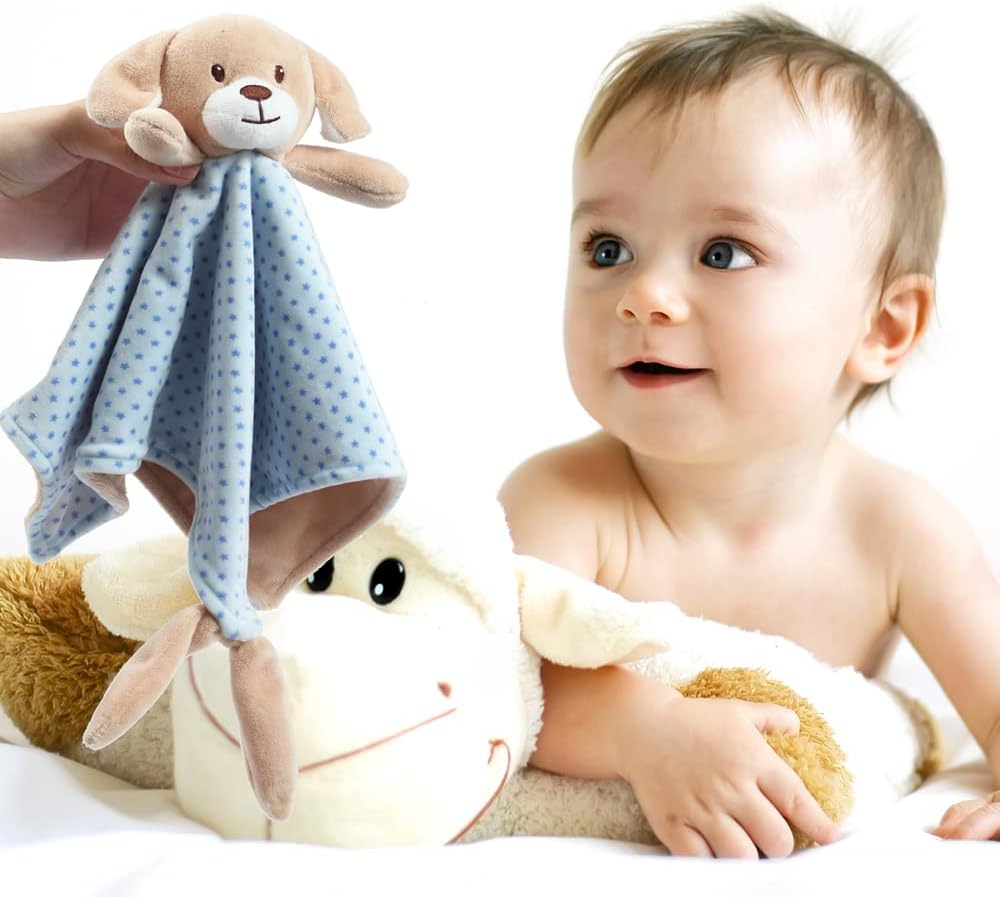 CREVENT Soft Plush Security Blanket Blue Dog