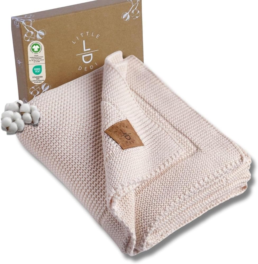 100 Organic Cotton Baby Blanket - Soft Neutral 30x40