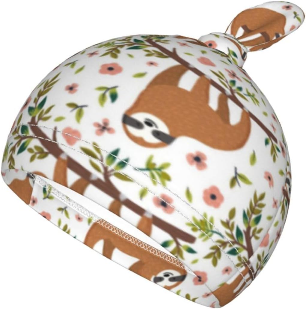 Lcokin Cute Sloth Baby Swaddle Blanket Hat Set