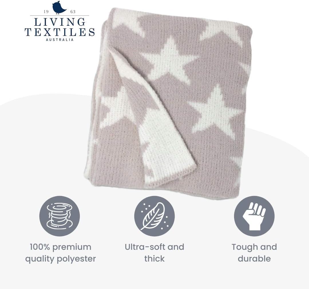 Living Textiles Grey Stars Chenille Baby Blanket Reversible