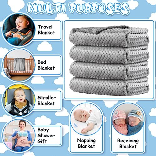 Kenning 4 Pcs Fuzzy Baby Blanket for Boys and Girls