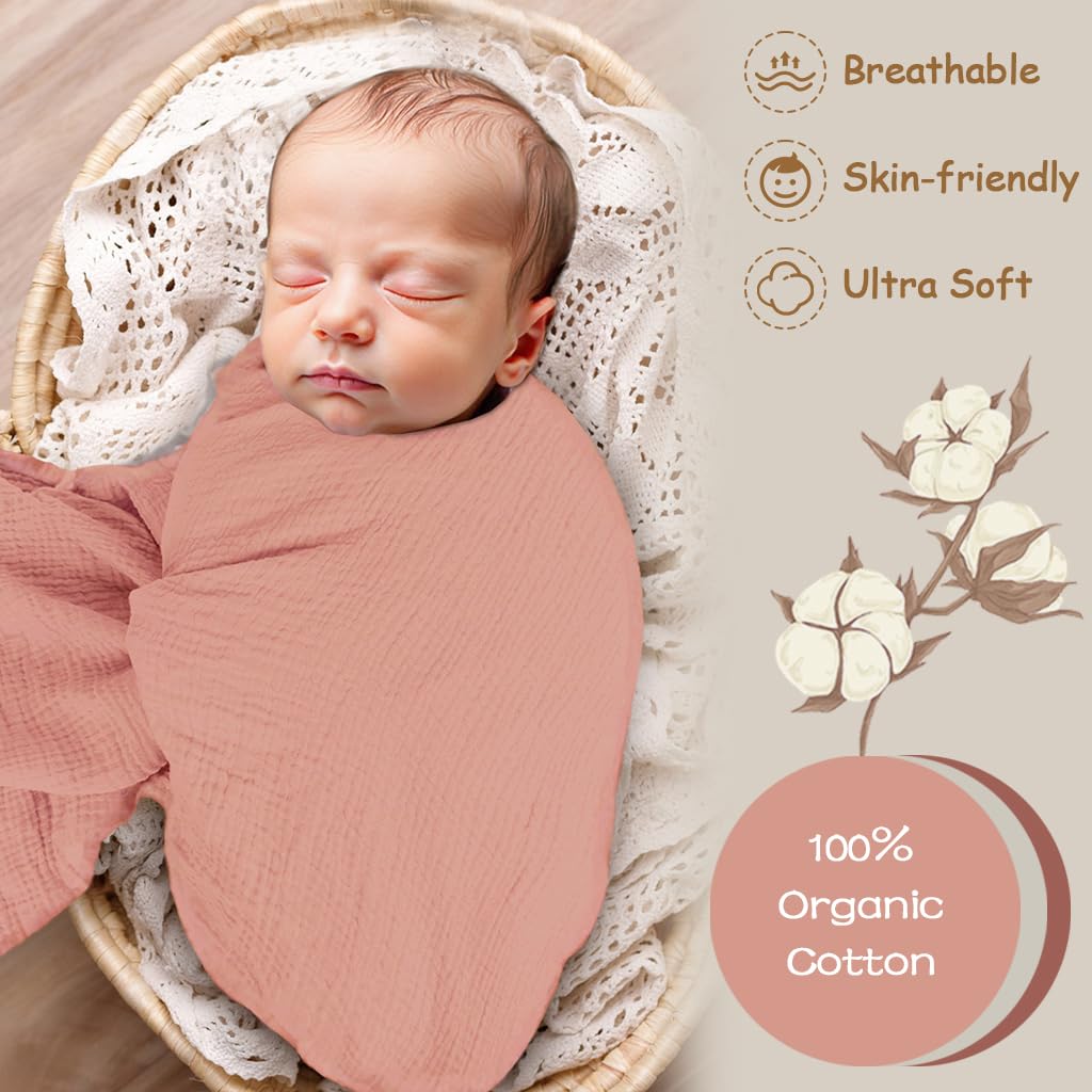 Breebleep Muslin Swaddle Blankets 3-Pack for Newborn