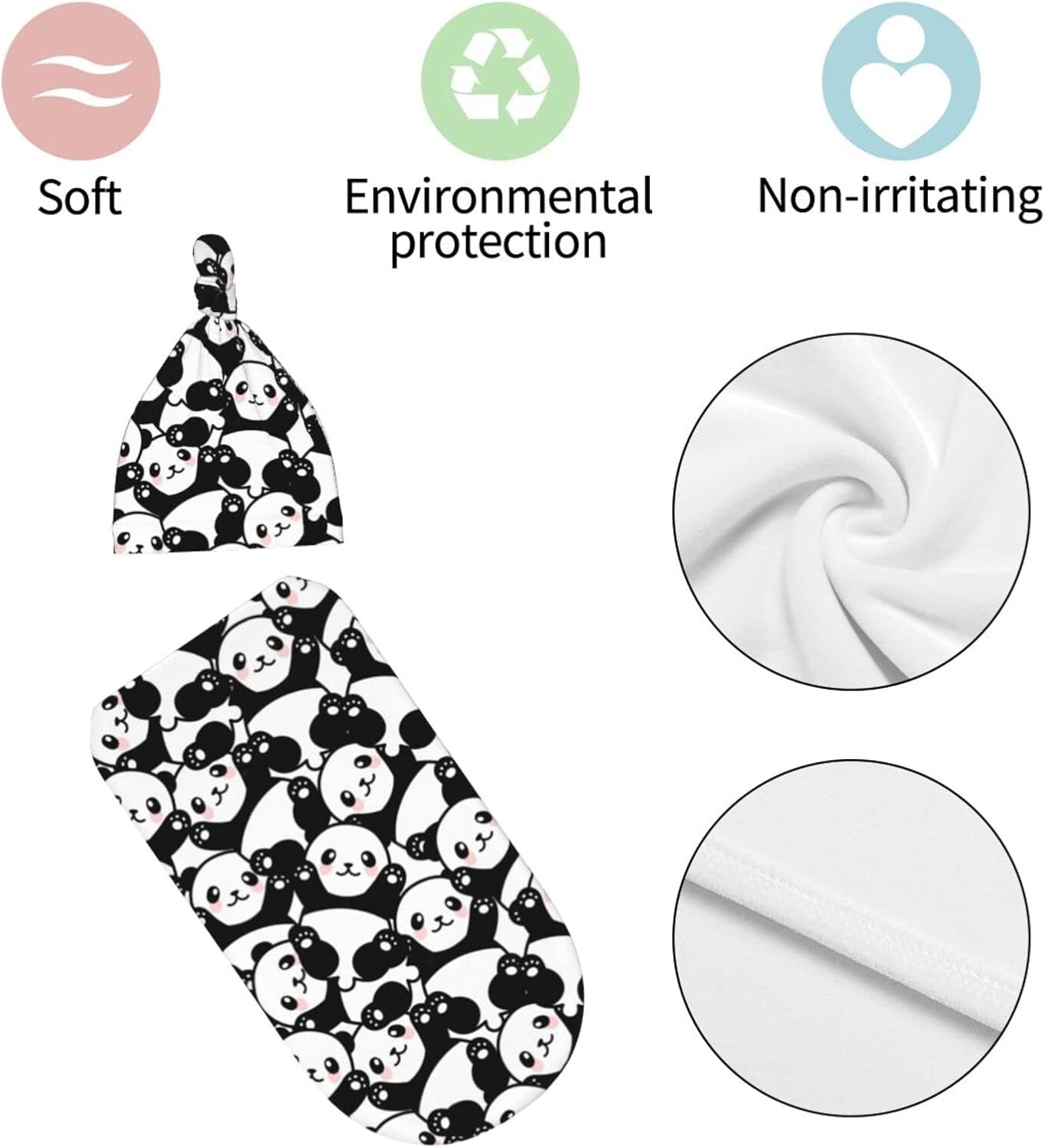 Osvbs Panda Baby Swaddle Blanket Beanie Set